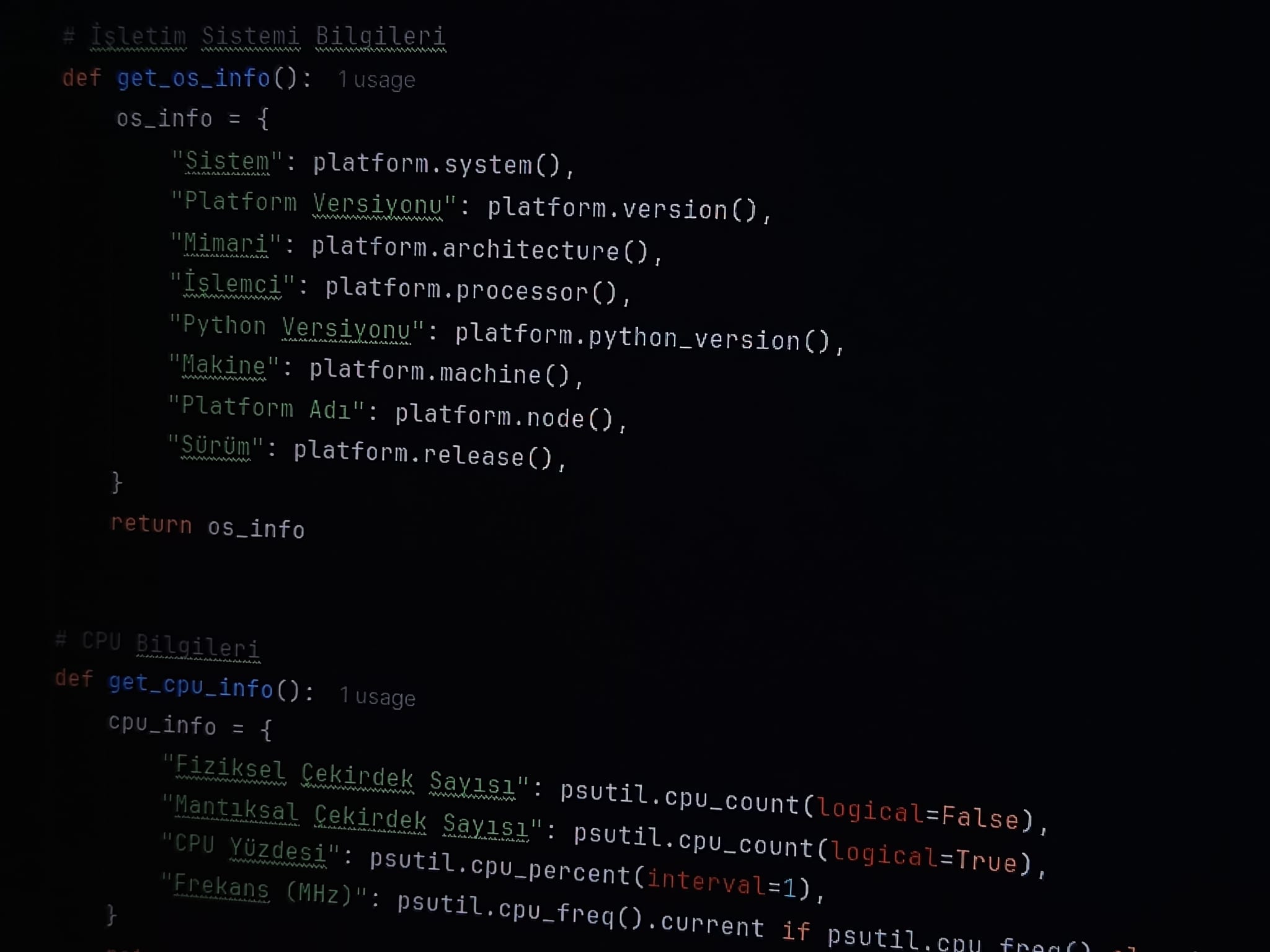 Python ile Sistem Bilgilerini Görme